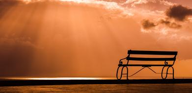 Bench Sunset orange sky