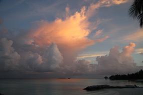 beautiful clouds over Ocean at Sunset, Maldives