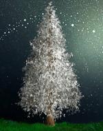 white christmas tree on a background of stars