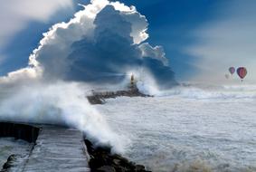 wall surf ocean wave and clouds