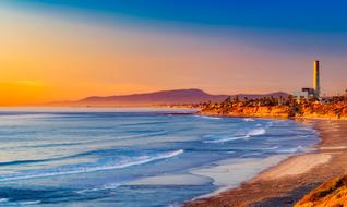 Sunset over the beach in California