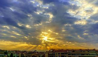 Beautiful Manresa city in Spain at colorful sunrise