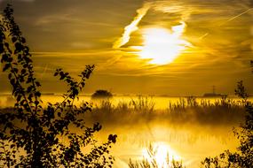 Yellow sunrise over water