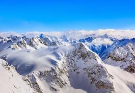 View of the beautiful snowy Alps in Ovwalden, Switzerland