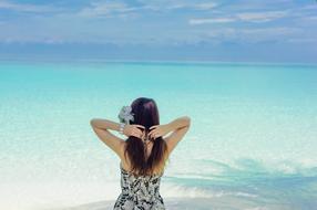 girl on ocean beach resort