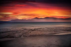 beach at orange twilight