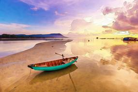 watercolor beach sunset