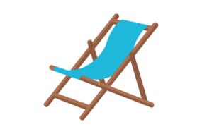 Wooden beach bench, with the turquoise cloth, at white background, clipart