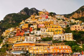 colorful city in the mountains of italy