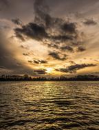Sunset Waters Clouds gold