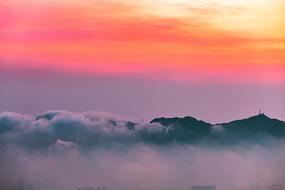 Mountain Sunrise violet fog
