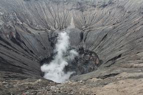 Smoking volcano Crater
