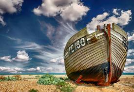 old wood Boat on Beach