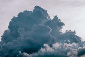 fluffy gray clouds in the evening sky