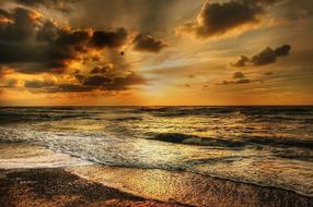 Denmark North Sea gold sky
