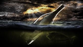 clipart of sea water message in a bottle ocean