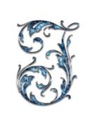 calligraphy, blue letter i