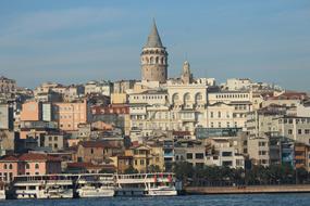 Galata Tower city and boats