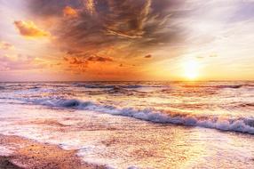 Sun over sea at Summer, Denmark