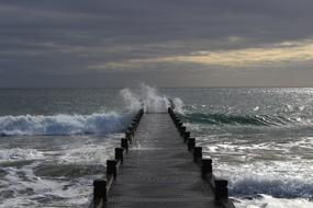Sea Wave Energy on a wooden pier