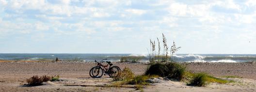 two bicycles parked on Sand Beach