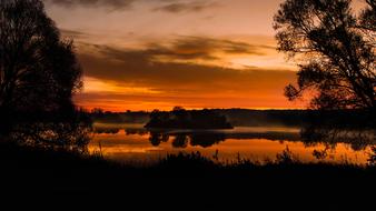 East West sunset red Landscape