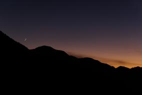 landscape of Sunset Moon Moonset