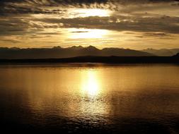 Sunset over the glacier in Alaska