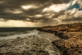 Sea Coast Rocky dark storm