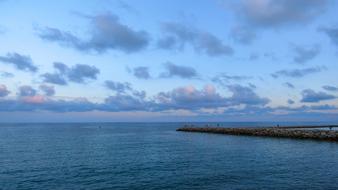 blue Sea and Sky Clouds