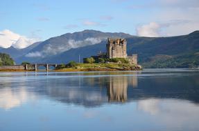 landscape of historic castle and Body Of Water Nature