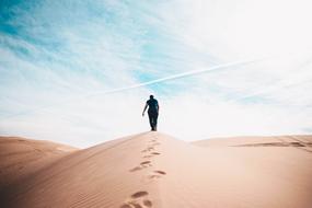 man in the desert on a clear day