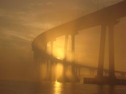 Coronado Bridge at Sunset Fog