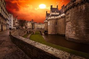 Nantes Tourism Castle at sunset