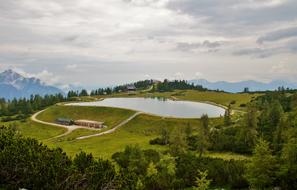 Austria lake and green grass