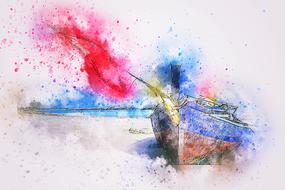 boat sea ship art abstract drawing
