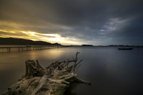 sunset on an island in vietnam