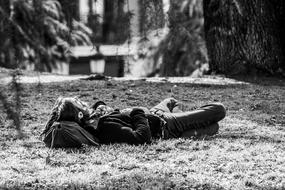 Sunbathing Satisfaced Indigent black and white