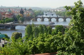 landscape of Bridge over River in Prague