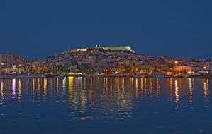 Remote view of Kavala City night lights