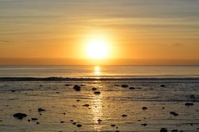 sunset over the coast on Rarotonga island