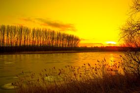 landscape of incredible Small River at Sunset