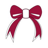 Red and white bow, at white background, clipart