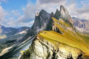 Panoramic view of the picturesque dolomites in South Tyrol