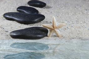 Sand Beach Stones black and star