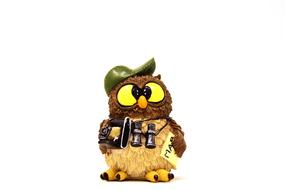 Owl Photographer toy ceramic