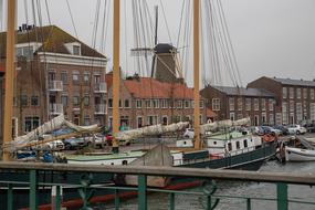 windmill in the port of hellevoetsluis