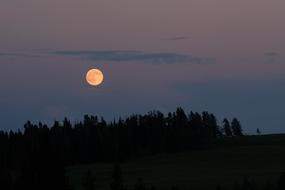 full moon over rural Landscape
