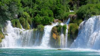 River Waterfall and green Trees