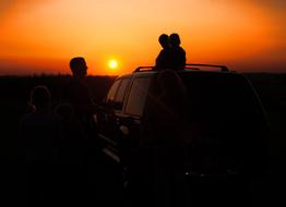 Sunset Silhouette people car